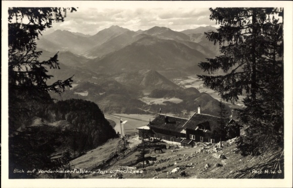 Ak Kaiserthal in Tirol, Unterkunftshütte Vorderkaiserfelden der Sektion Oberland, Berge