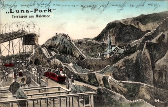 Ak Berlin Wilmersdorf Halensee, Terrassen am Halensee, Lunapark