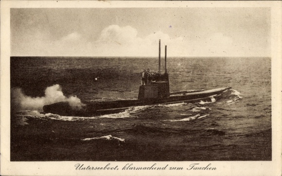 Ak Deutsches Kriegsschiff, Unterseeboot klarmachend zum Tauchen