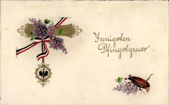 Ak Glückwunsch Pfingsten, Maikäfer