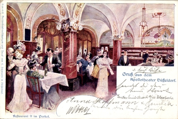 Künstler Litho Schwann, Düsseldorf am Rhein, Apollotheater, Restaurant II im Parkett