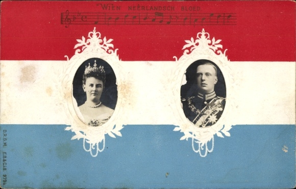 Präge Lied Ak Königin Wilhelmina der Niederlande, Heinrich von Mecklenburg, Portrait