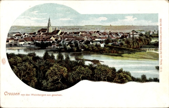 Ak Krosno Odrzańskie Crossen an der Oder Ostbrandenburg, Gesamtansicht