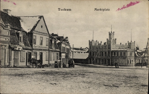 Ak Tukums Tuckum Lettland, Frühstücksstube, Carl Jeshinsky,  Marktplatz,  Gebäude