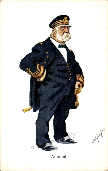 Künstler Ak Admiral, Karikatur, I WK