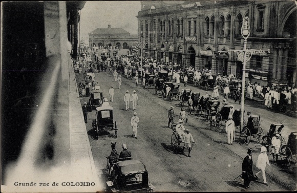 Ak Colombo Ceylon Sri Lanka, Grande rue