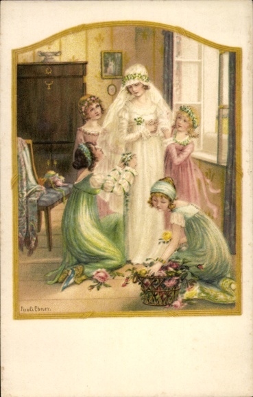 Künstler Ak Ebner, Pauli, Braut, Brautjungfer