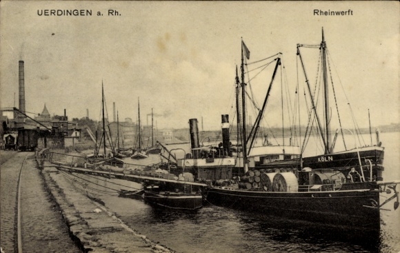 Ak Uerdingen Krefeld am Niederrhein, Rheinwerft
