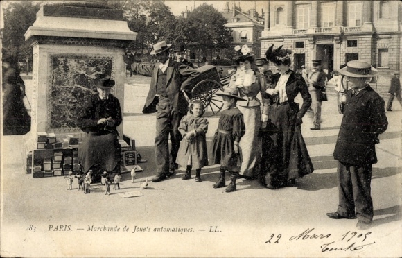 Ak Paris, Straßenszene, Verkäufer automatischer Spielzeuge