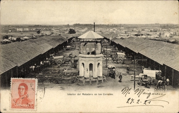 Ak Innenansicht Schlachthof in Los Corrales Spanien