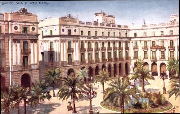 6 Künstler AK im Umschlag Barcelona Katalonien Spanien, Oilette Serie