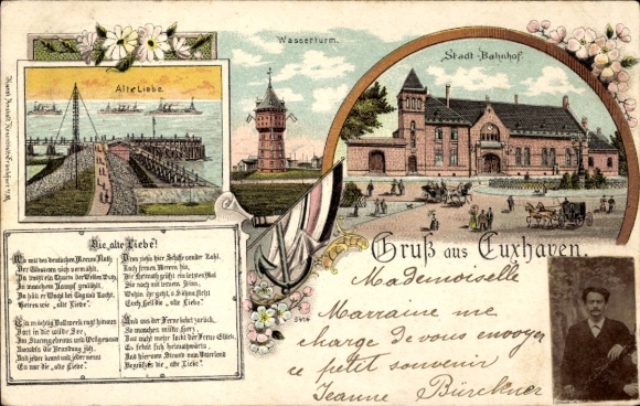 Litho Cuxhaven, Wasserturm, Alte Liebe, Bahnhof