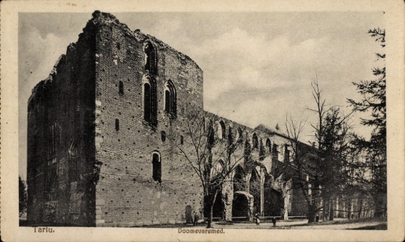 Ak Tartu Dorpat Estland, Ruine, Tarlu, Doomevaremed, Bäume, Menschen