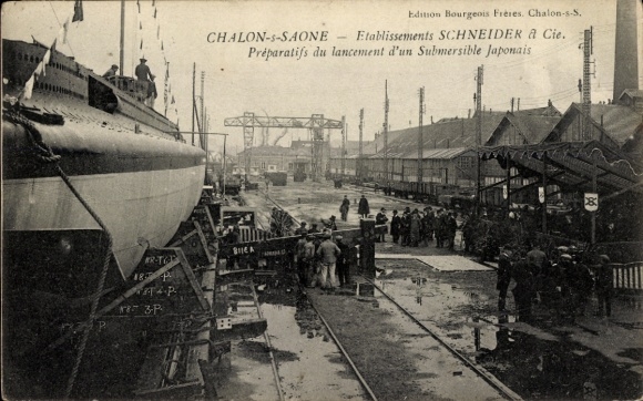 Ak Chalon sur Saône Saône et Loire, Japanisches U-Boot, Hafen