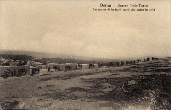 Ak Darna Derna Libyen, Karawane toter Beduinen zieht in die Stadt ein