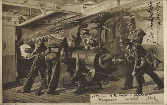 Ak Japanische Marinesoldaten, Geschütz, Japanisches Kriegsschiff