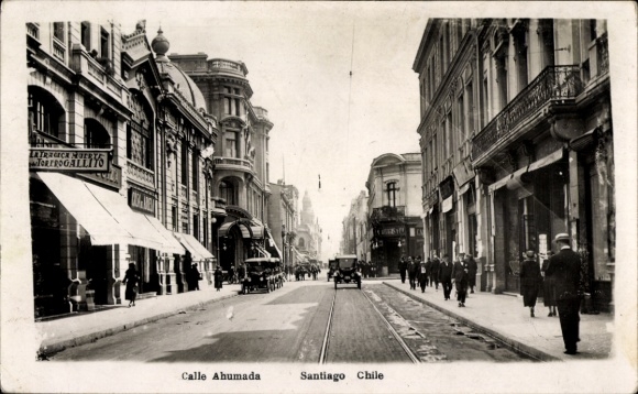 Ak Santiago de Chile, Calle Ahumada,  Straßenansicht,  