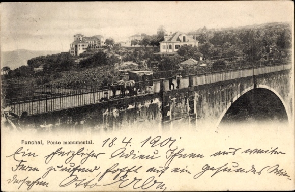 Ak Funchal Insel Madeira Portugal, Monumentalbrücke