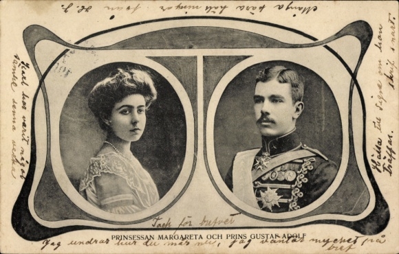 Passepartout Ak Prinzessin Margareta, Prinz Gustaf Adolf