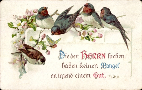 Ak Bibelzitat, Die den Herrn suchen, haben keinen Mangel an irgend einem Gut, Ps. 34,11
