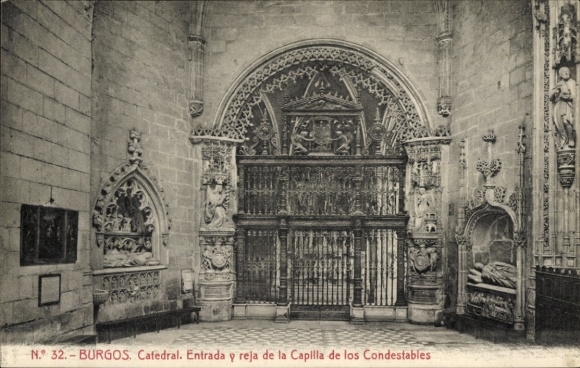 Ak Burgos Kastilien und León,  Kathedrale, Eingang, Gitter der Kapelle der Condestables