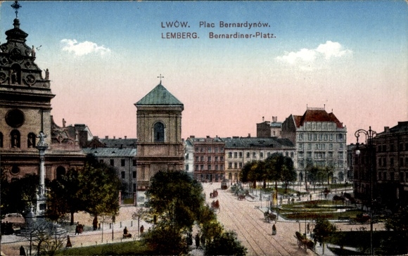 Ak Lwiw Lwów Lemberg Léopol Ukraine, Bernardiner-Platz