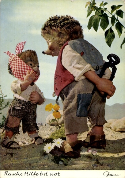 Ak Mecki der Igel, Rasche Hilfe tut not, Igelkind mit Zahnschmerzen, Zange