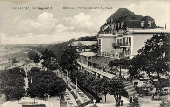 Ak Ostseebad Heringsdorf auf Usedom, Ostseebad  Blick auf Promenade, Kurhaus