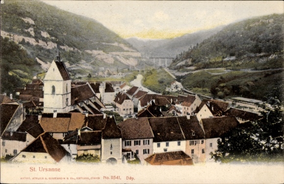 Ak St. Ursanne Kanton Jura, Gesamtansicht der Stadt 