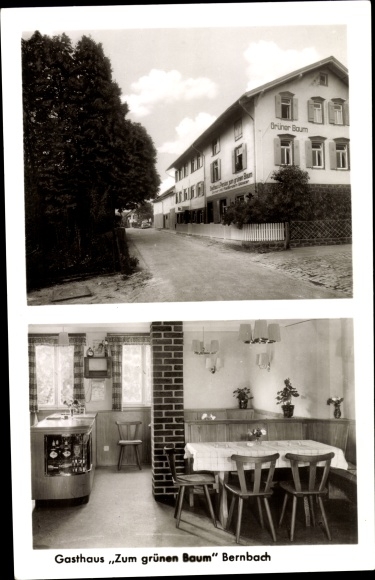 Ak Bernbach Bad Herrenalb im Schwarzwald, Gasthaus Zum grünen Baum, Innenansicht, Fernseher
