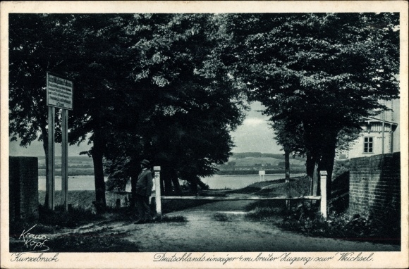 Ak Korzeniewo Kurzebrack Westpreußen, Deutschlands einziger Zugang zur Weichsel