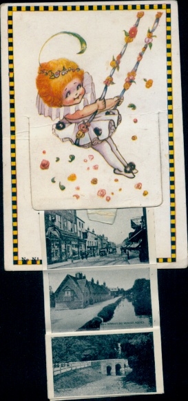 Leporello Ak Newbury West Berkshire England, Alte Weberhäuser, Straßenpartie, Brücke