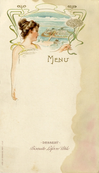 Menükarte, Biscuits Lefevre Utile, Menü, Blanko