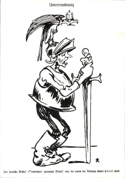 Künstler Ak Udo Achten, Unterernährung, Der wahre Jacob von 1914, Karikatur
