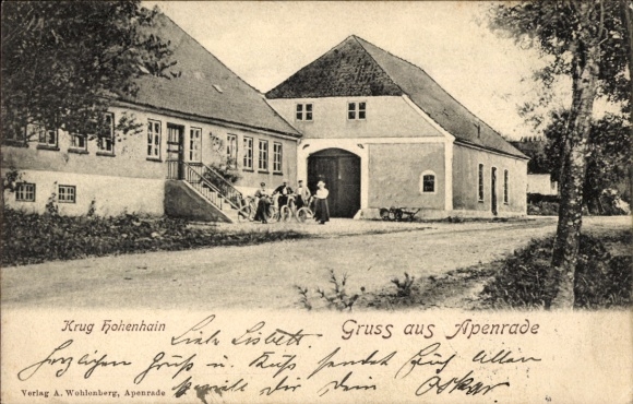 Ak Aabenraa Apenrade Dänemark, Krug Hohenhain, Gruss aus  Personen auf der Straße,  