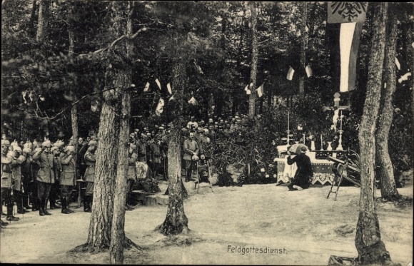 Ak Deutsche Soldaten beim Feldgottesdienst, 1. WK