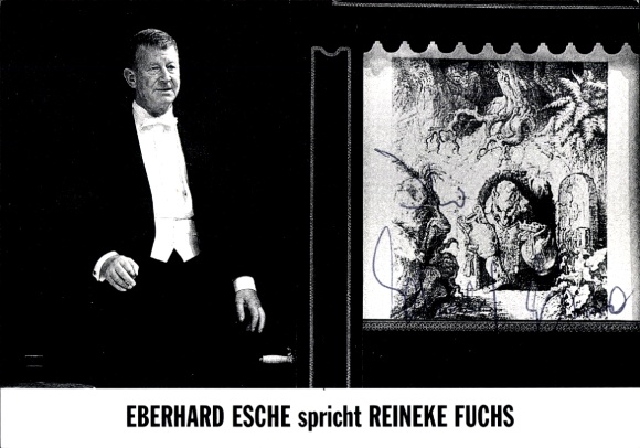 Ak Schauspieler Eberhard Esche, Portrait, Autogramm, spricht Reineke Fuchs