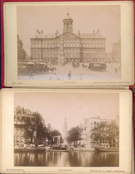12 Kabinettfotos im Umschlag, Souvenir D` Amsterdam