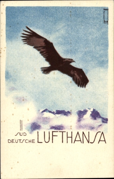 Ak Werbung, Süddeutsche Lufthansa, Fluggesellschaft, Passagierflugzeuge, Adler
