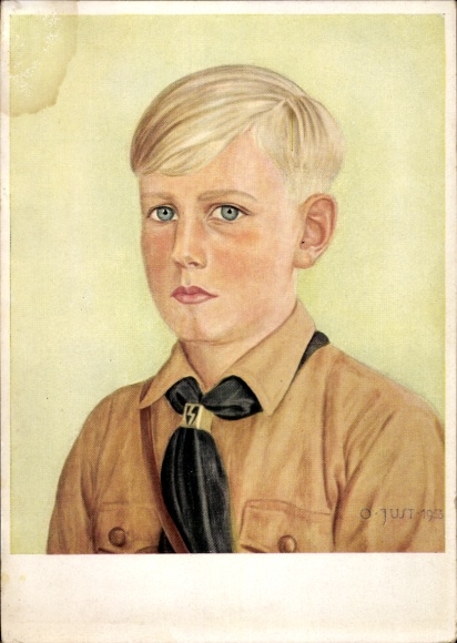 Künstler Ak Just, Oskar, Hitlerjugend, HJ, Hitlerjunge in Uniform, Portrait