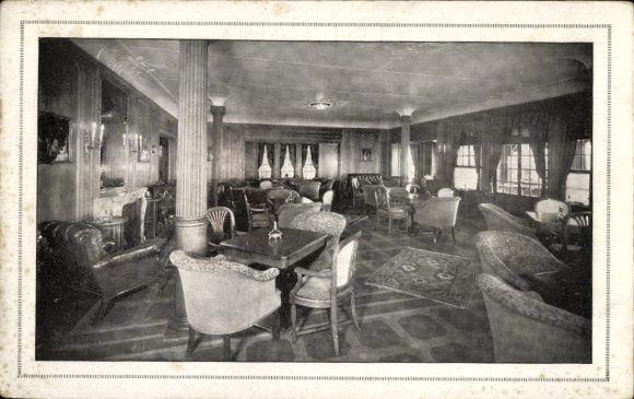 Ak HAPAG Dampfer Resolute, Passagierschiff, Raucher-Salon