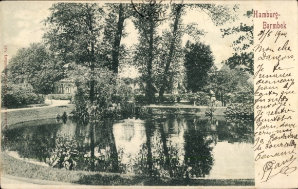 Ak Hamburg Nord Barmbek, Teich