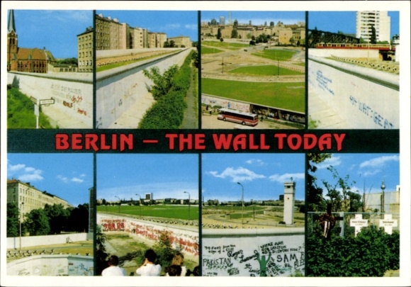 Ak Berlin, The Wall, Berliner Mauer, Teilansichten