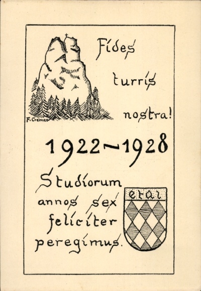 Studentika Künstler Ak Cremer, F., Wappen einer Studentenverbindung