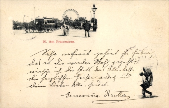 Ak Wien 2 Leopoldstadt, Praterstern, Nordbahnhof, Tegetthoffdenkmal,  Pferdebahn, Riesenrad, Mens