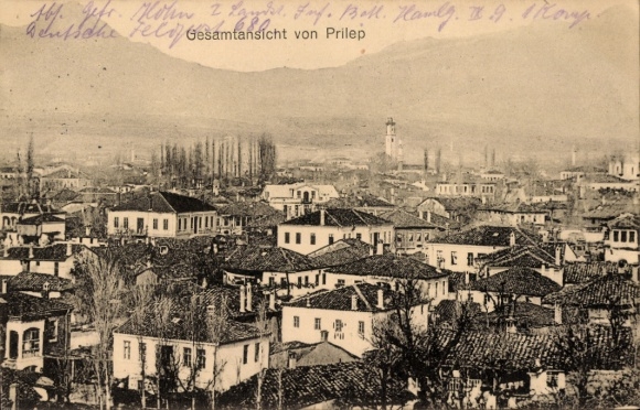 Ak Prilep Mazedonien, Blick über die Dächer des Ortes