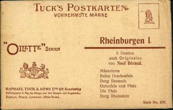 6 Künstler AK im Umschlag Rheinbergen I. von Noel Beraud, Oilette Serie