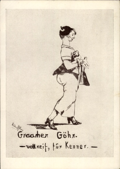 Künstler Ak Graacher Göhr, vollreif für Kenner, Wein, Reklame