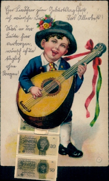 Leporello Ak Geldscheine, Zwanzig Reichsmark, Fünfzig Reichsmark