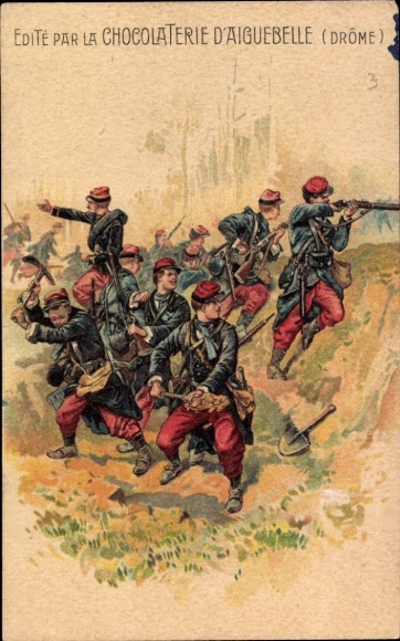 Künstler Ak Französische Soldaten geben Schützengraben aus, Chocolaterie d'Aiguebelle